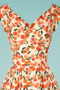 Emily and Fin - 50s Florence Mini Summer Oranges Swing Dress in Cream 3