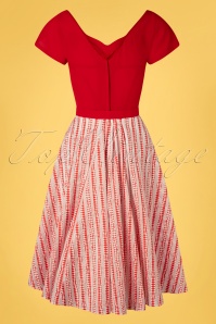 Miss Candyfloss - 50s Mona Rose Sweet Swing Dress in Red 6