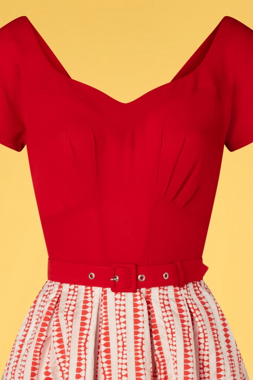 Miss Candyfloss - 50s Mona Rose Sweet Swing Dress in Red 4