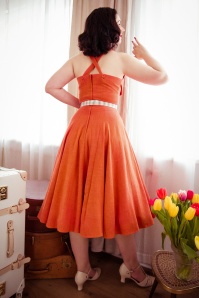Miss Candyfloss - 50s Verla Fire Summer Swing Dress in Yam Orange 2