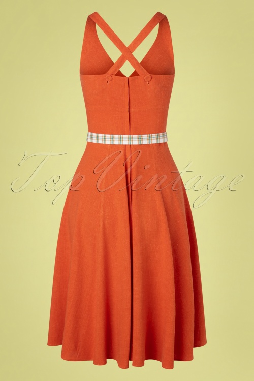 Miss Candyfloss - 50s Verla Fire Summer Swing Dress in Yam Orange 7