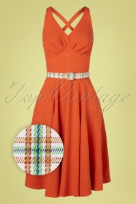 Miss Candyfloss - Verla Fire zomer swing jurk in Yam Oranje 3