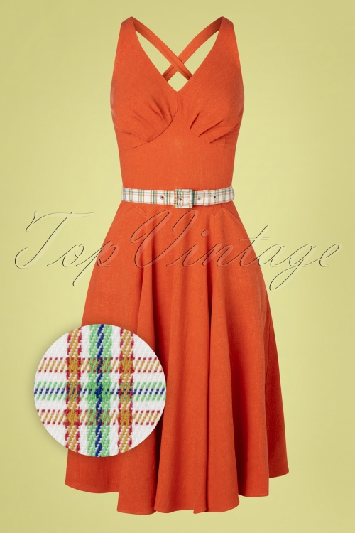 Miss Candyfloss - Verla Fire Summer Swing Dress Années 50 en Orange Patate 3