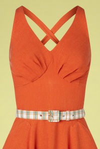 Miss Candyfloss - Verla Fire zomer swing jurk in Yam Oranje 4