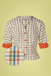 Miss Candyfloss - 50s Nata May Short Tartan Jacket in Yam Orange 2
