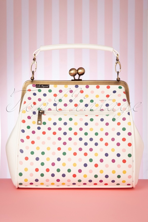 Lola Ramona - 50s Mindy Bundle Dots Handbag in White 5