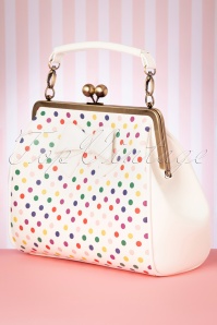 Lola Ramona - 50s Mindy Bundle Dots Handbag in White 2
