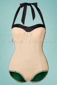 Esther Williams - 50s Serena One Piece Swimsuit in Glossy Dark Green  4