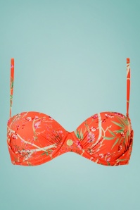TC Beach - 50s Multiway Bikini Top in Tangerine Flower Garden 4