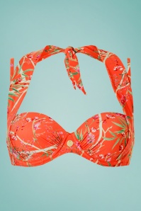 TC Beach - 50s Multiway Bikini Top in Tangerine Flower Garden 7