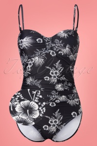 Vive Maria - Tropical Blossom Swimsuit Années 50 en Noir 2