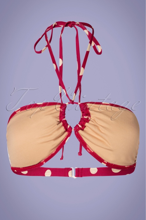 Girl Howdy - 50s 5-Way Bandeau Polkadot Bikini Top in Red and White 4