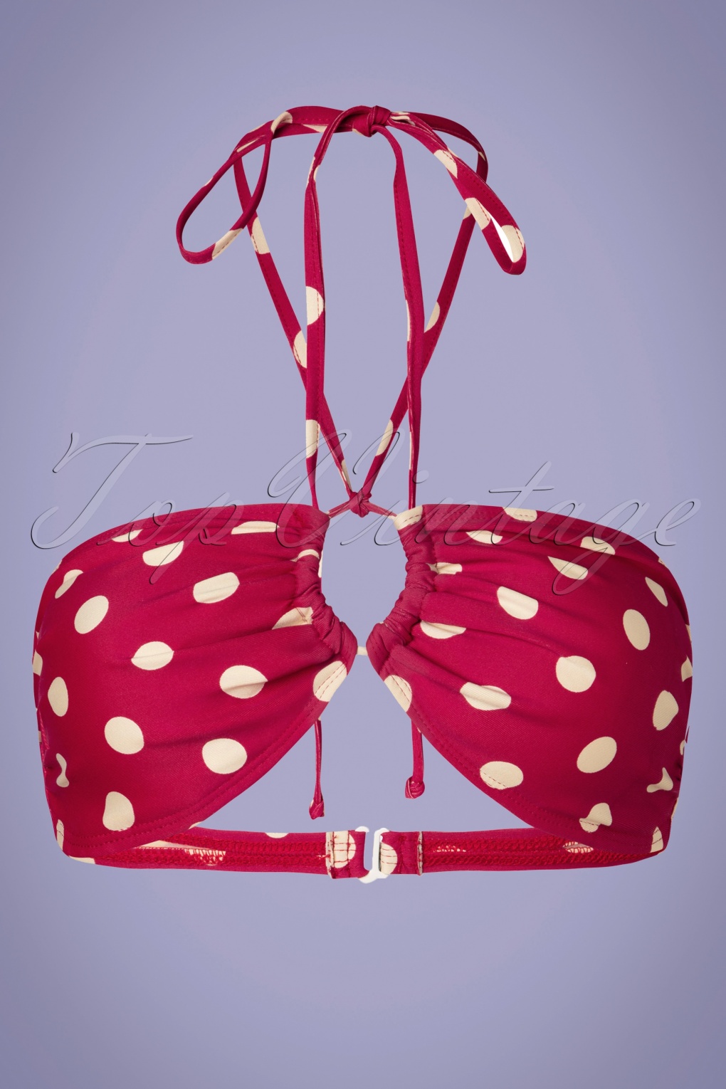 50s 5 Way Bandeau Polkadot Bikini Top In Red And White 