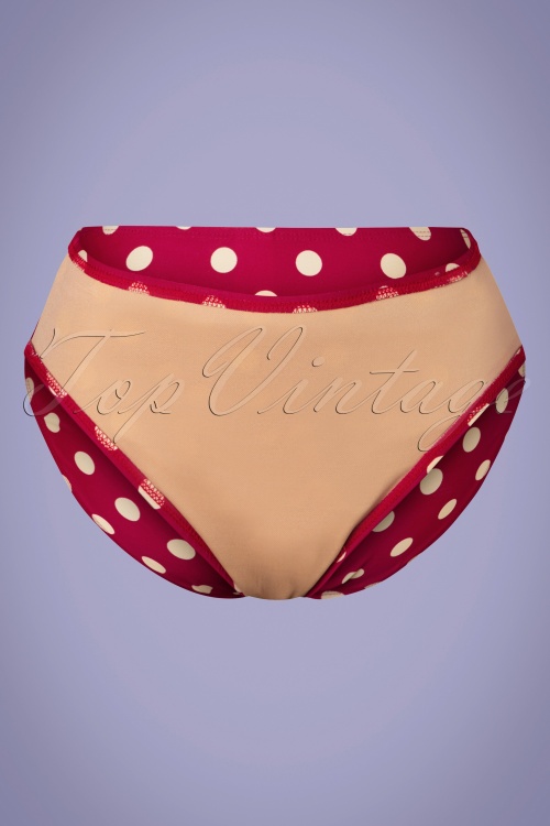 Girl Howdy - 50s High Waist Polkadot Bikini Bottoms in Red and White 4