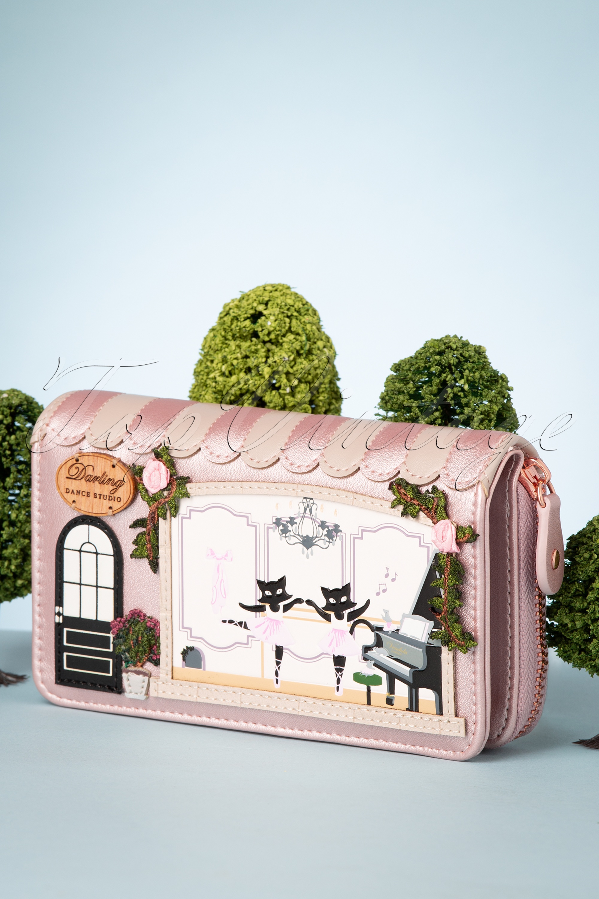 Vendula - Darling Dance Studio middelgrote portemonnee met ritssluiting in metallic roze 3