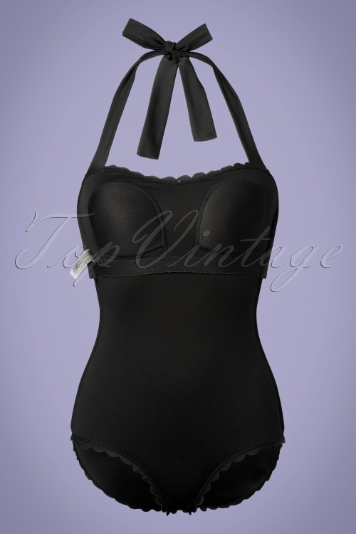 Pussy Deluxe - 50s Lovers Halter Swimsuit in Black 5