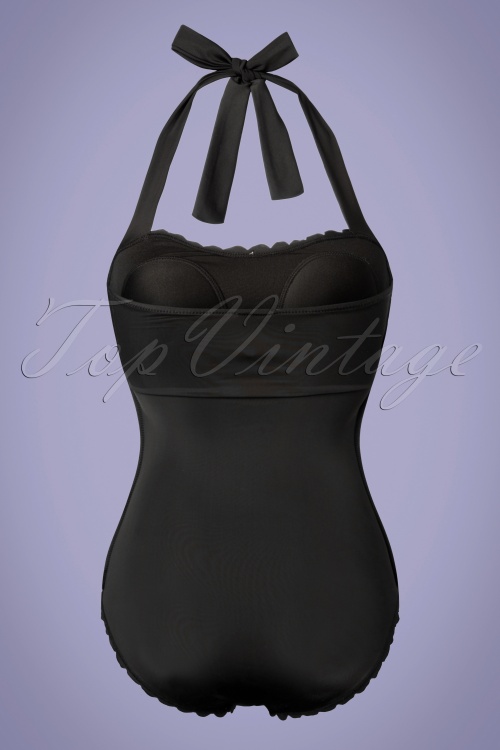 Pussy Deluxe - 50s Lovers Halter Swimsuit in Black 4