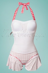 Pussy Deluxe - 50s Classic Gingham Halter Swimsuit in Red and White 4