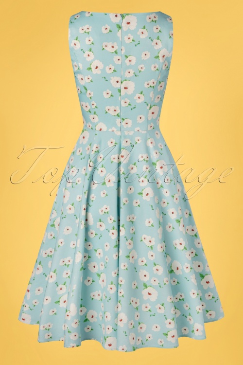 Topvintage Boutique Collection - TopVintage exclusive ~ 50s Adriana Floral Swing Dress in Light Blue 6