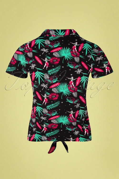 Pussy Deluxe - 50s Aloha Short Blouse in Black  3