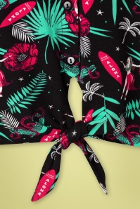 Pussy Deluxe - 50s Aloha Short Blouse in Black  4