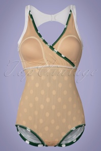 Esther Williams - 50s Brenda Lee One Piece Polkadot Swimsuit in Green 5