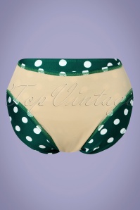 Girl Howdy - 50s High Waist Polkadot Bikini Bottoms in Green and White 4