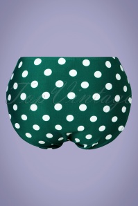Girl Howdy - 50s High Waist Polkadot Bikini Bottoms in Green and White 3