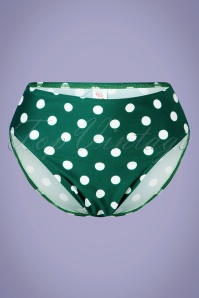 Girl Howdy - 50s High Waist Polkadot Bikini Bottoms in Green and White 2