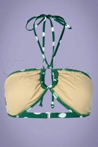 Girl Howdy - 50s 5-Way Bandeau Polkadot Bikini Top in Green and White 4