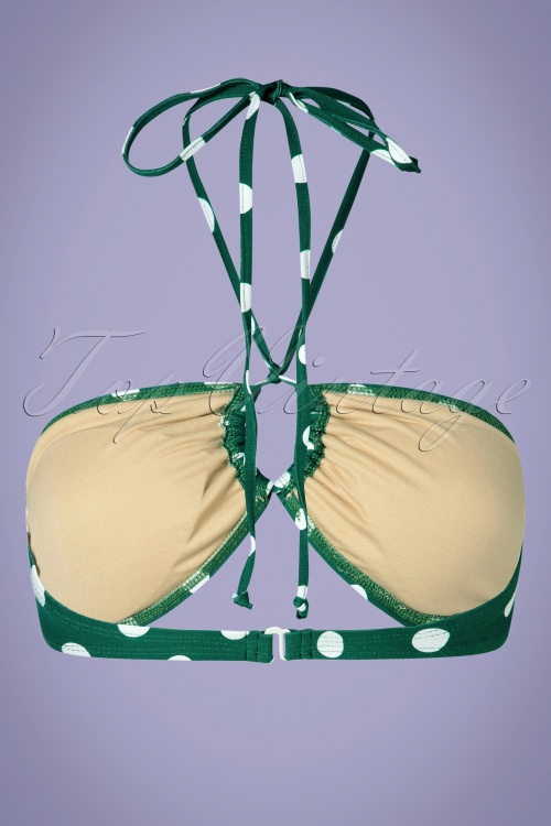 Girl Howdy - 50s 5-Way Bandeau Polkadot Bikini Top in Green and White 3