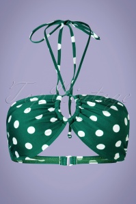 Girl Howdy - 50s 5-Way Bandeau Polkadot Bikini Top in Green and White 2