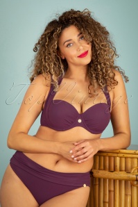 TC Beach - 50s Multiway Bikini Top in Warm Purple