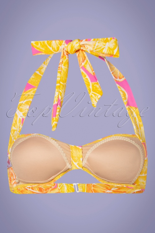Girl Howdy - 50s Margarita Bikini Top in Pink and Yellow 4