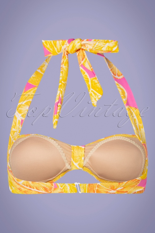 Girl Howdy - 50s Margarita Bikini Top in Pink and Yellow 3