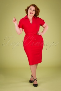 Zoe Vine - 50s Georgie Pencil Dress in Lipstick Red