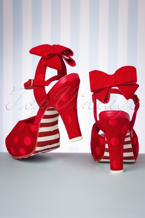 Lola Ramona - 50s Angie Cute Bow Sandals in Red Dots 4