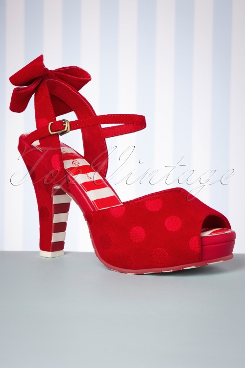 Lola Ramona - 50s Angie Cute Bow Sandals in Red Dots