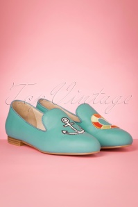 Yull - 50s Burlington Boating Loafers in Teal