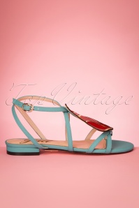 Yull - 60s Herm Shell Leather Sandals in Teal 3