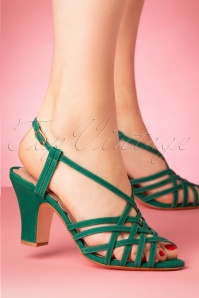 Miss L-Fire - 40s Jasmine Strappy Cross Over Sandals in Kelly Green