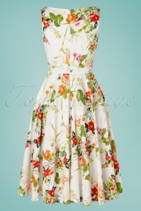 Hearts & Roses - 50s Layla Floral Swing Dress in Ivory 6