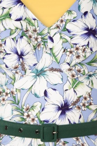 Miss Candyfloss - Cosma Gia Floral Summer Dress Années 50 en Bleu et Vert 5