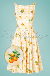 Hearts & Roses - Marianne Gingham Orange Swing Dress Années 50 en Jaune et Blanc 2