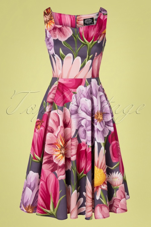 Hearts & Roses - Denise Floral Swing Kleid in Lila 2
