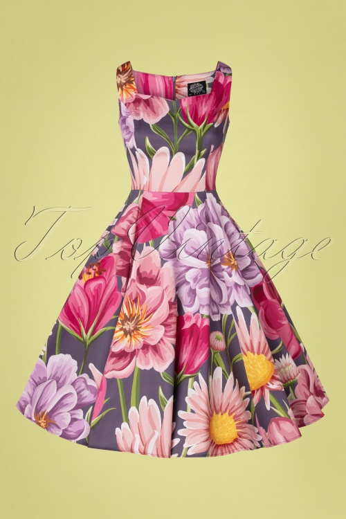 Hearts & Roses - Denise Floral Swing Kleid in Lila 3