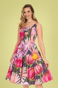 Hearts & Roses - Denise Floral Swing Kleid in Lila