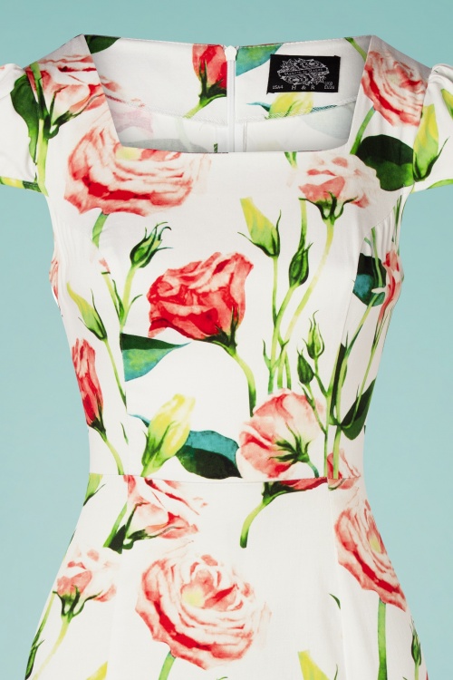 Hearts & Roses - Linda floral wiggle jurk in wit 3
