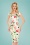 Hearts & Roses - Linda Floral Wiggle Dress Années 50 en Blanc