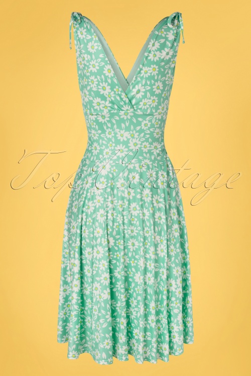 Vintage Chic for Topvintage - Grecian Floral Dress Années 50 en Menthe 2